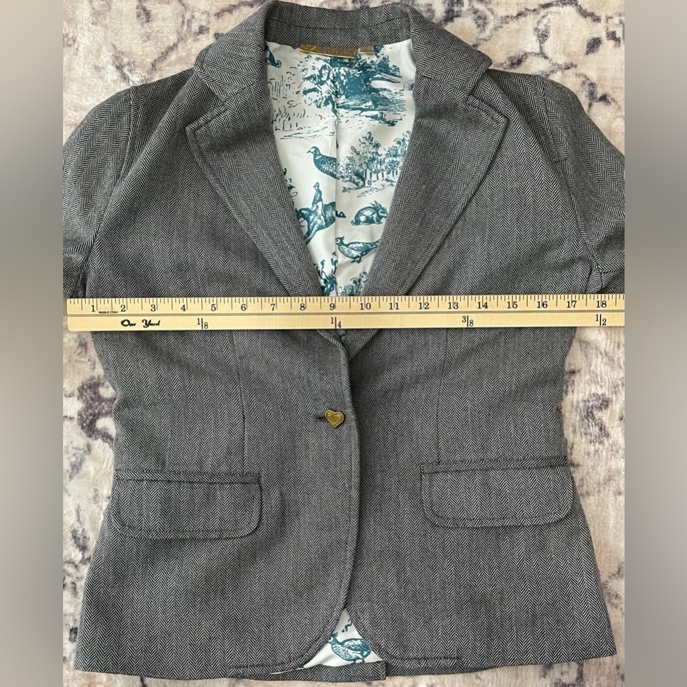 Princess Vera Wang Gray Herringbone Y2K Blazer Gold Heart Buttons Size Small - Picture 9 of 10